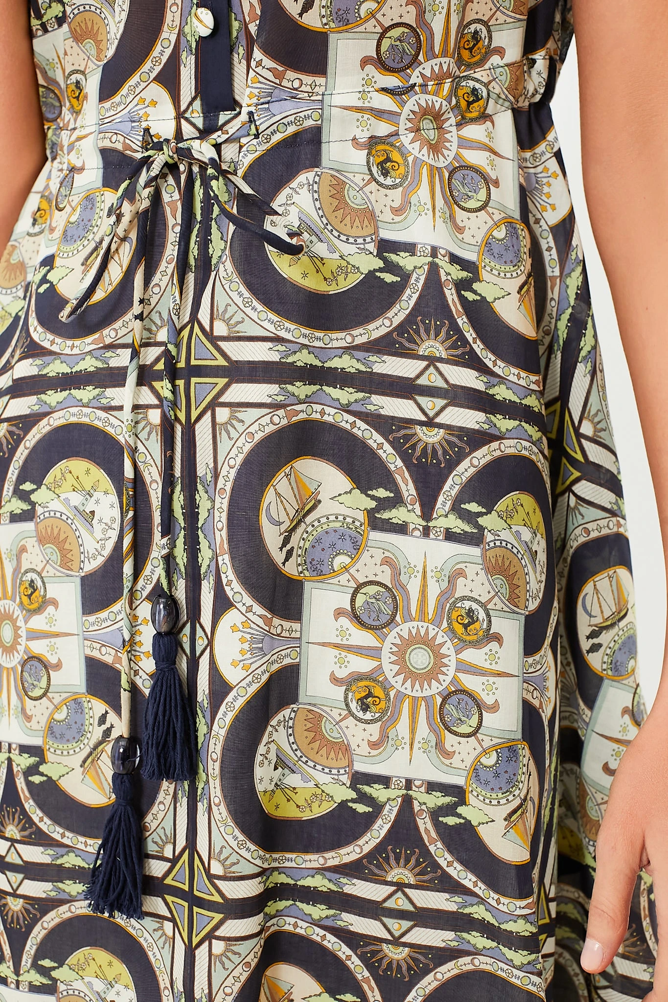 Tory Burch Navy Sundial Printed Cotton Shirtdress 5 Tory Burch Navy Sundial Printed Cotton Shirtdress - Image 5