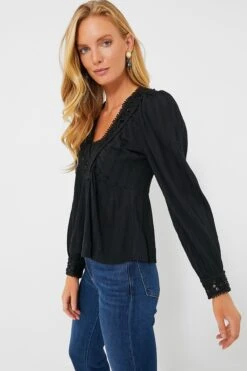 Black Charlotte Embroidery Long Sleeve Top -ULLA JOHNSON SHOP uG7mz0PtJdL1sSPzSr3aN5Nhcd2KZVVH 1