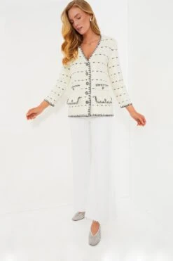Veronica Beard Off White And Navy Ceriani Knit Jacket With Sequins -ULLA JOHNSON SHOP uGU91rEeunx0pfNB5iNI7I5ZsIZyeB52 1