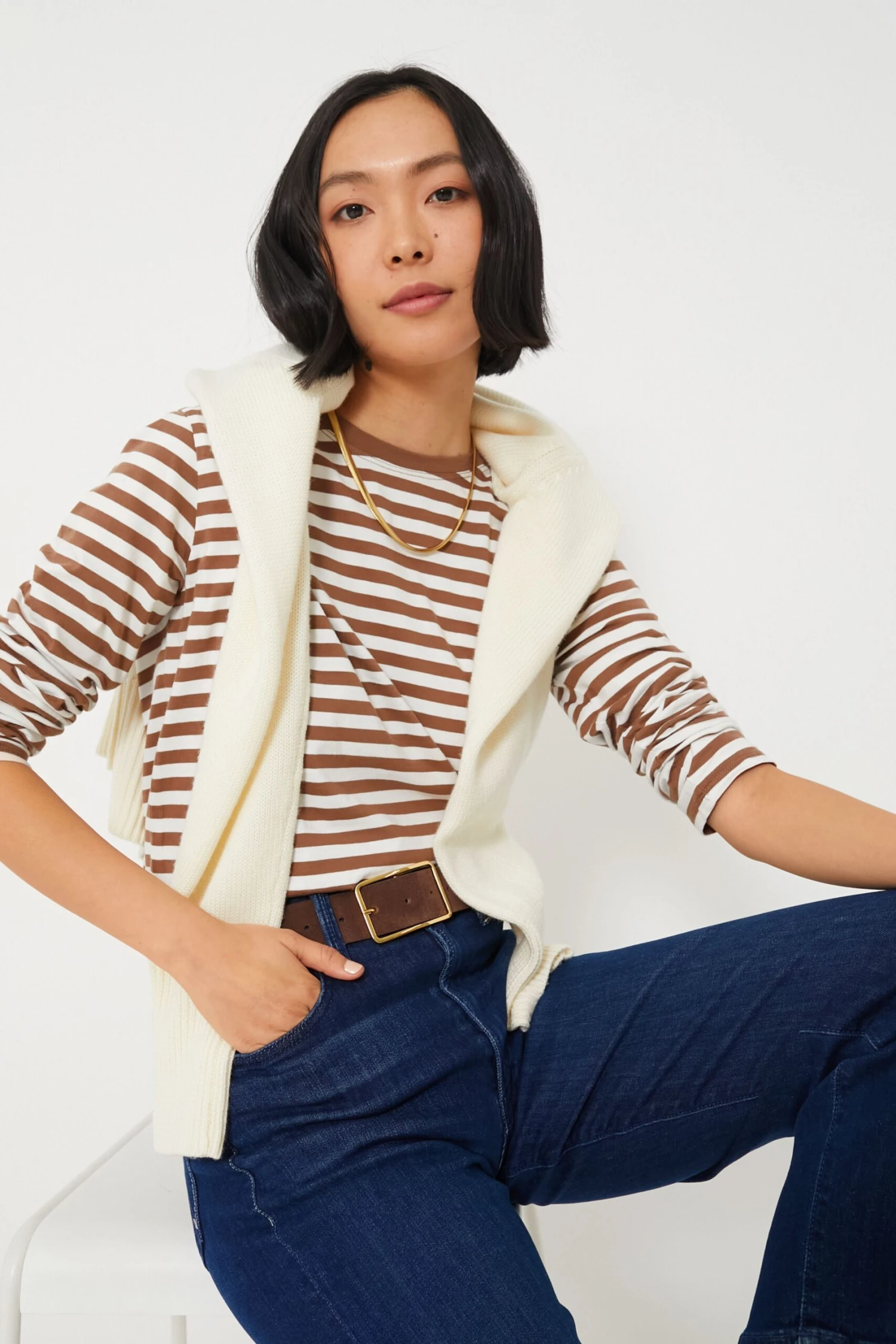 The Walnut And Cream Modern Long Tee 1 The Walnut And Cream Modern Long Tee