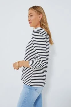 Navy Striped Vesty Long Sleeve Crewneck -ULLA JOHNSON SHOP y6EXhwtpqNTYOI6WZqrLRZWdyi32LDp2 1