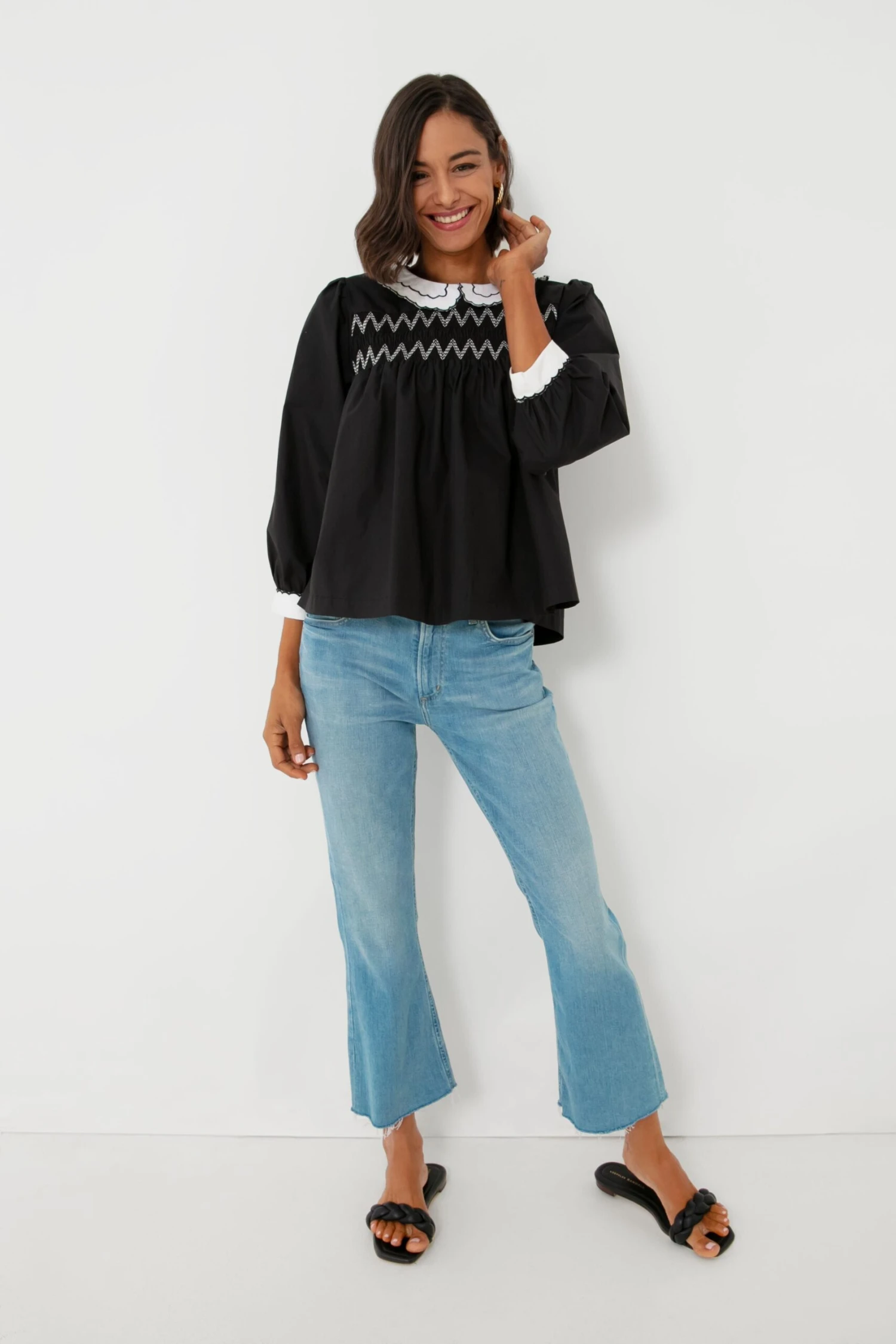 Black Smocked Blouse 2 Black Smocked Blouse - Image 2