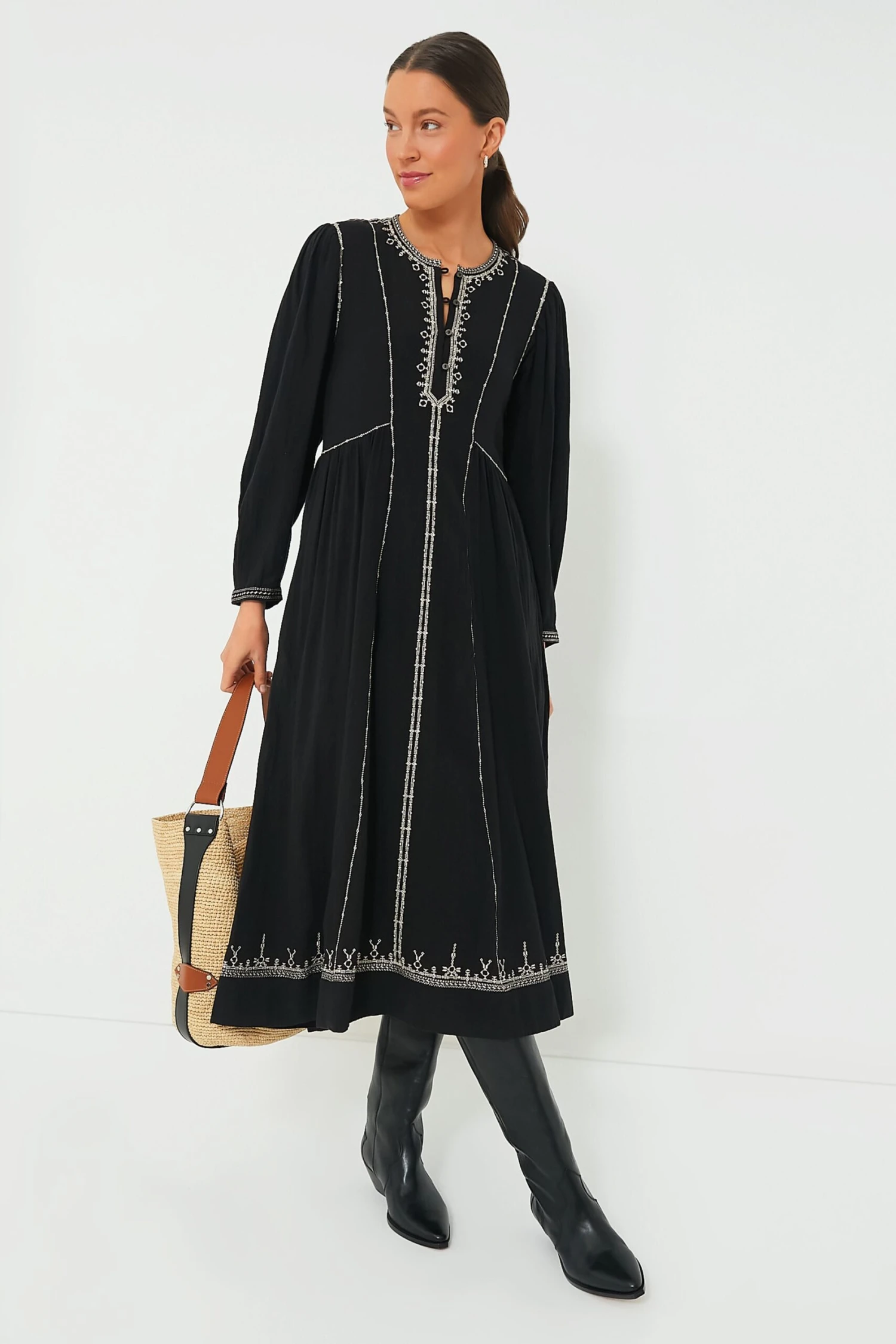 Isabel Marant Etoile Black Embroidered Pippa Dress 2 Isabel Marant Etoile Black Embroidered Pippa Dress - Image 2
