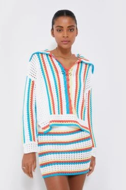 Solid & Striped Crochet Vertical Stripe Lola Pullover