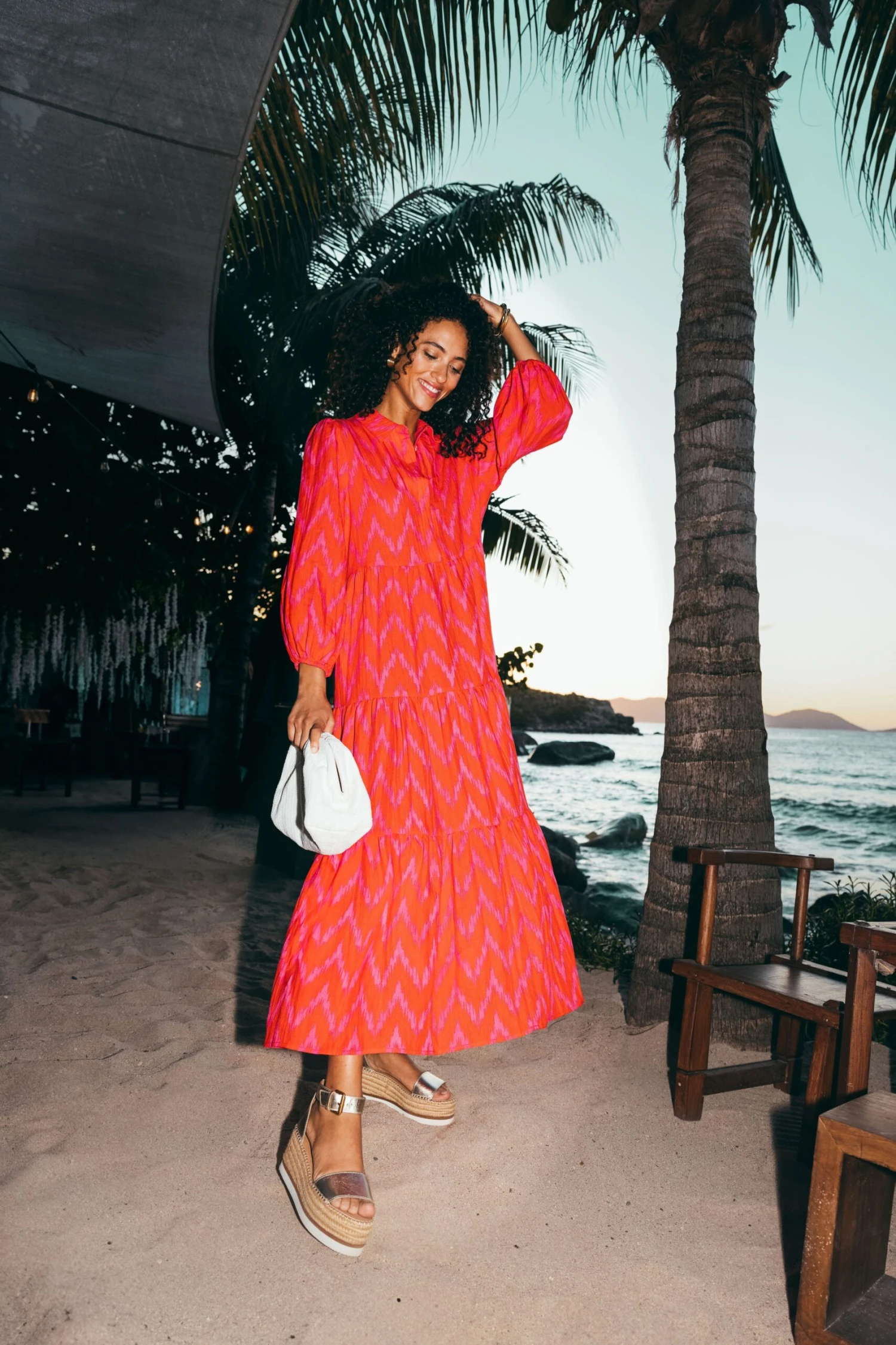 Hot Pink Ikat Mabel Maxi Dress 2 Hot Pink Ikat Mabel Maxi Dress - Image 2