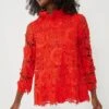 Red Guipure Lace Faye Blouse